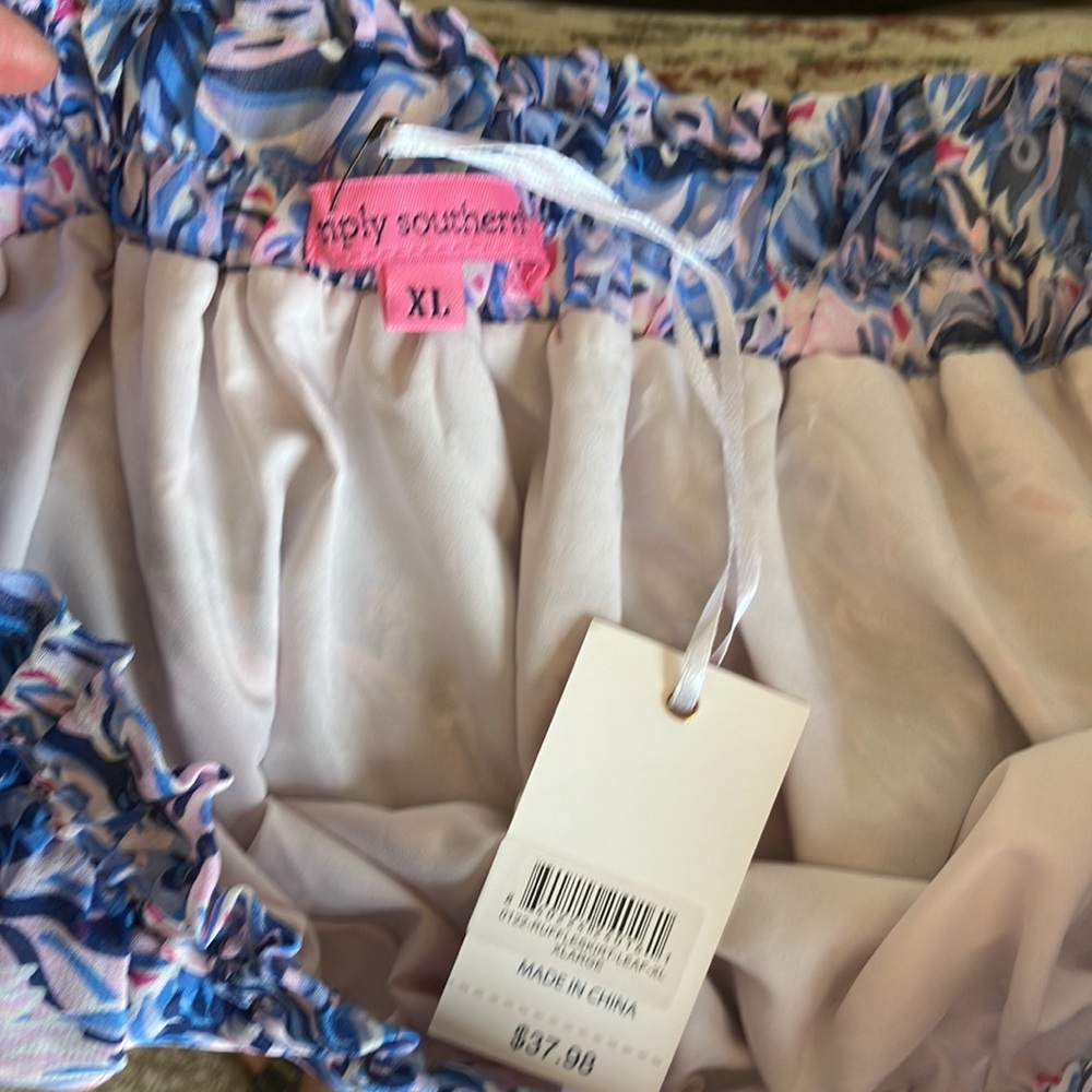 Simply Southern floral ruffle skirt, Sz XL elastic waist, lined, mini, NWT - Picture 4 of 5